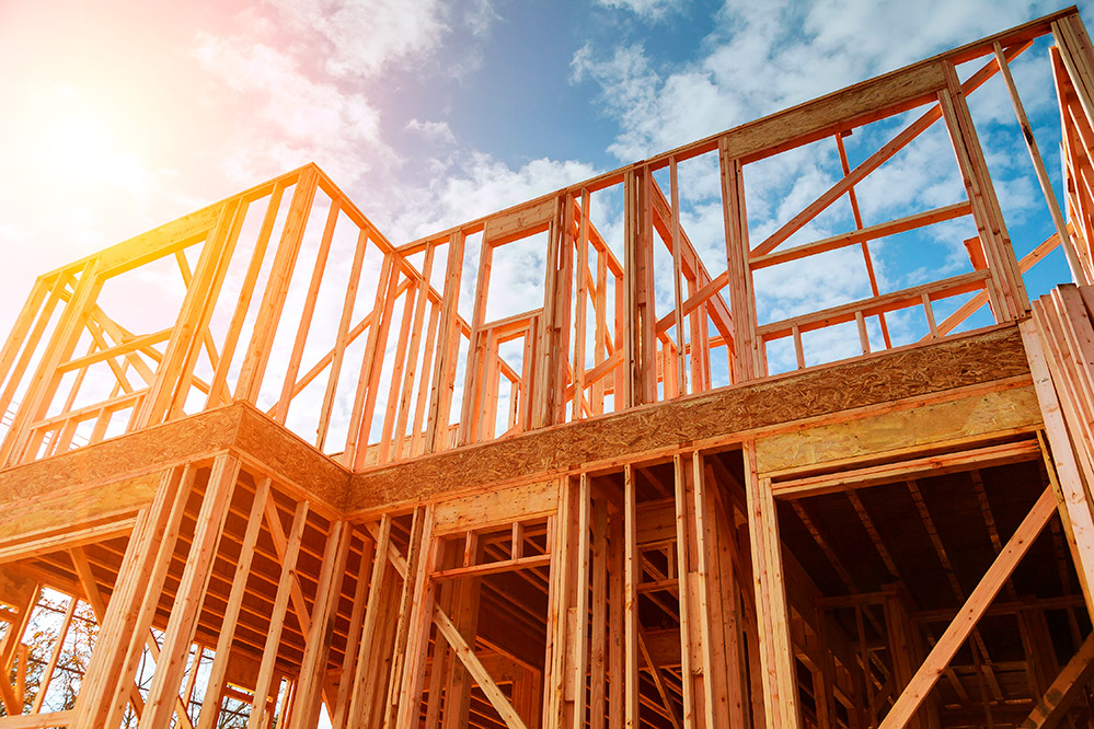 Timber framed house typical in commercial carpentry